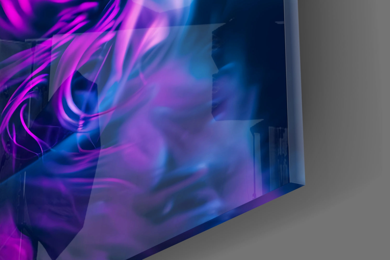 Magenta Glow Retriever Dog with Glasses Glass Wall Art