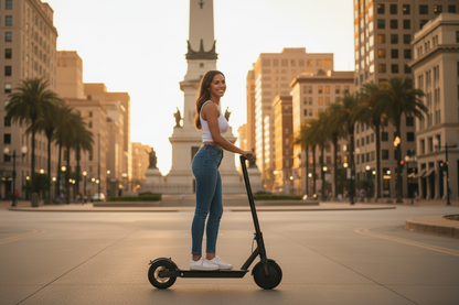 FlipStylez IDEIGITOD Black Foldable Electric Scooter | 24V Lithium Battery, Gold Spring Suspension, LED Headlight, Kids &amp; Adults E-Scooter