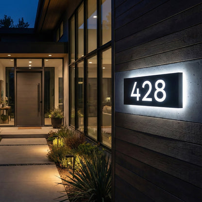 Metal Backlit Address Plaque – Custom LED House Address Sign