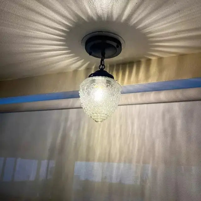 Antique Acorn Glass Ceiling Light with Chain | 6″