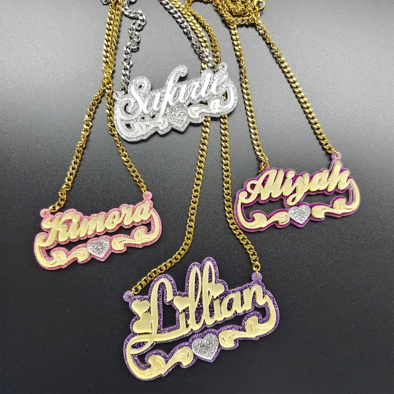 Custom Acrylic Colorful Name Necklace Gift For Her