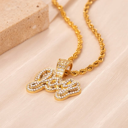 Diamond Name Nameplate Necklace Bling Crystal Personalized Necklace