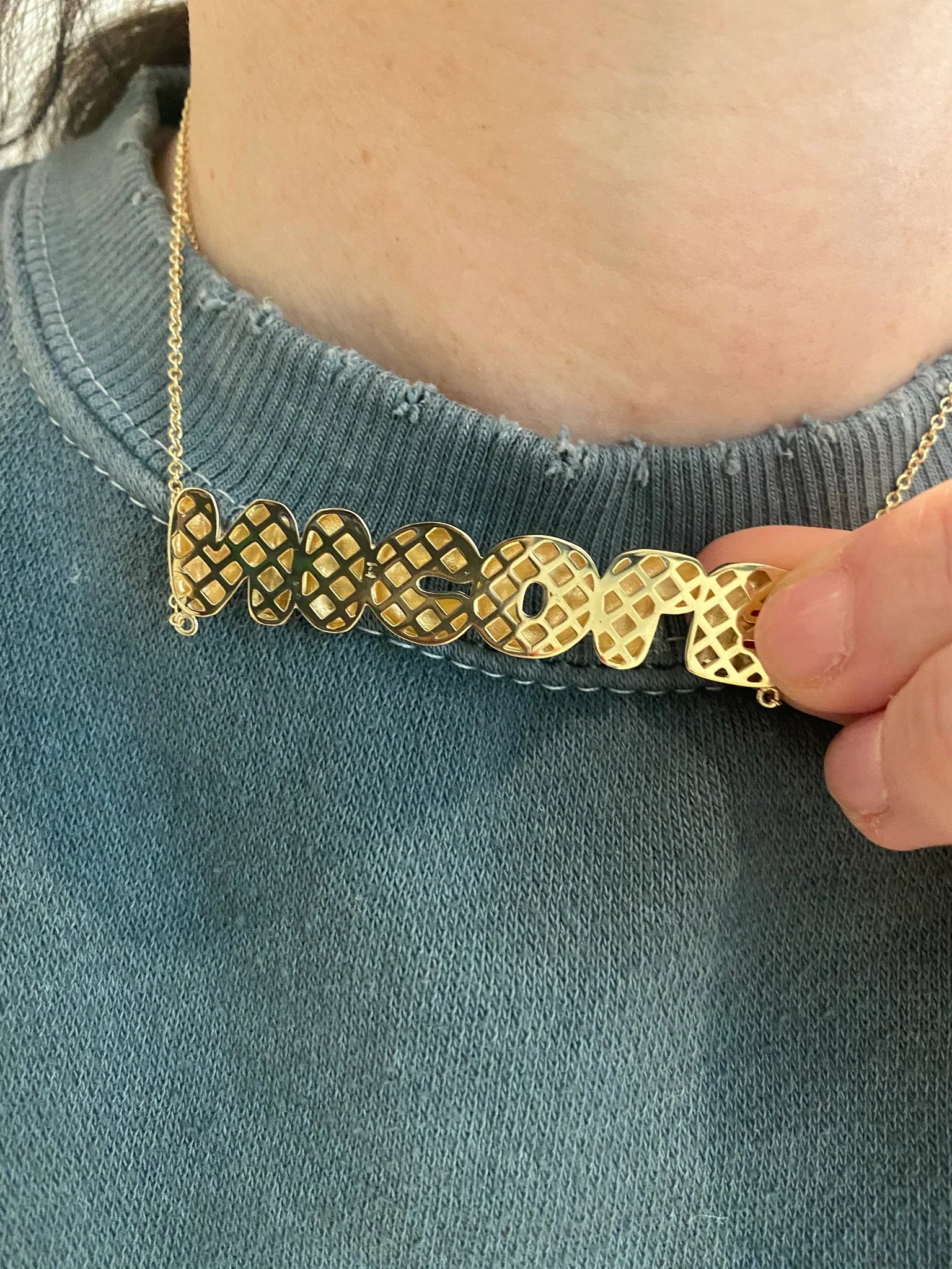 large bubble letter name necklace
