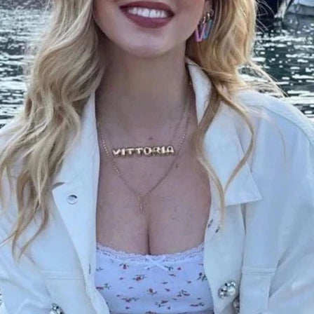 large bubble letter name necklace