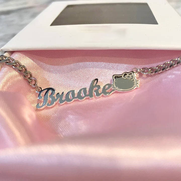 cut cat name necklace 14 karat gold name plates