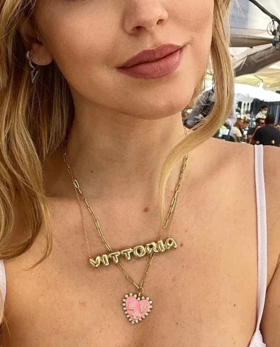 large bubble letter name necklace