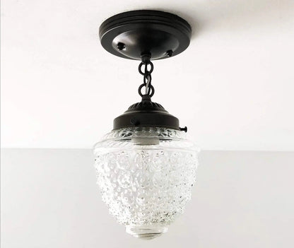 Antique Acorn Glass Ceiling Light with Chain | 6″