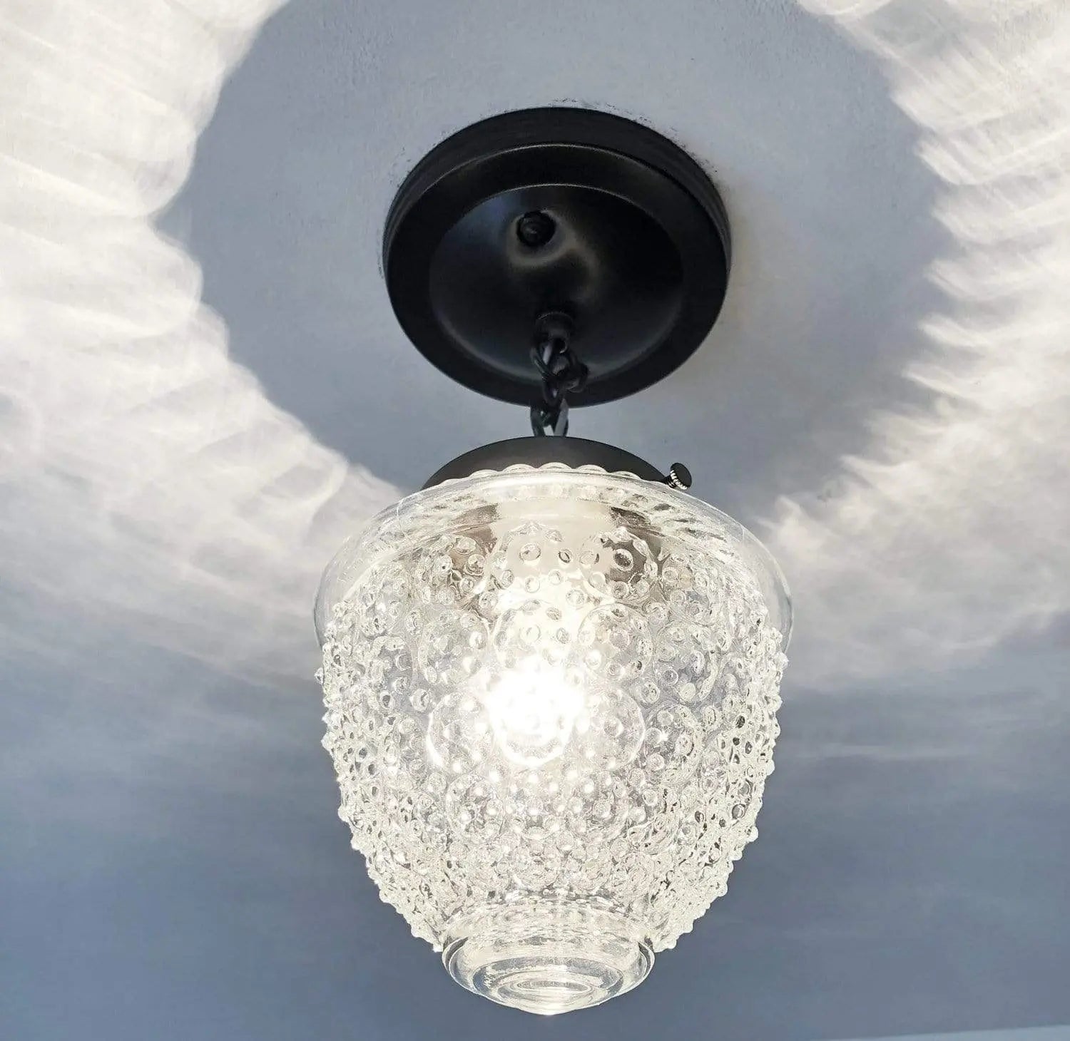 Antique Acorn Glass Ceiling Light with Chain | 6″