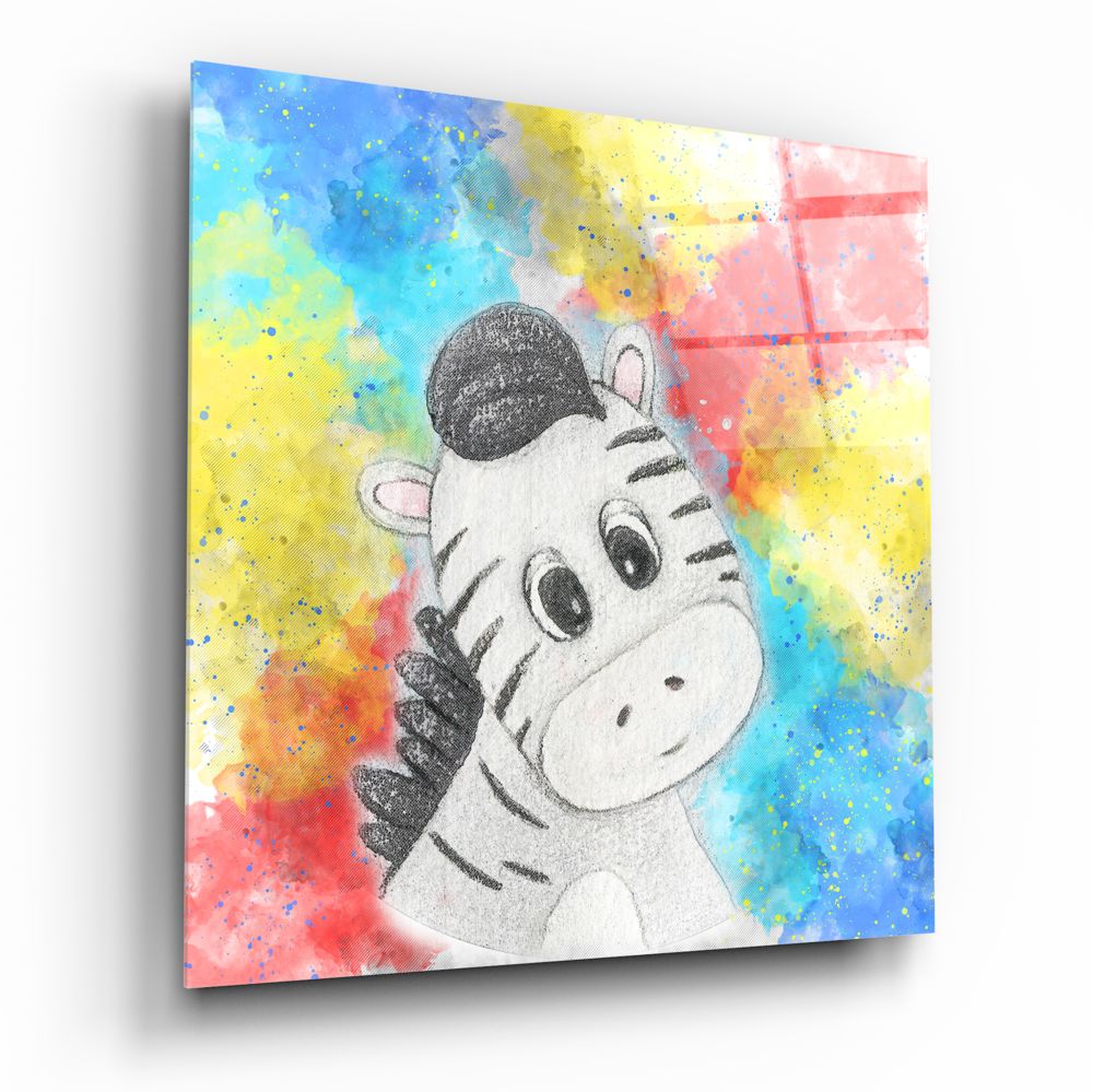 Cartoon Baby Zebra Glass Wall Art