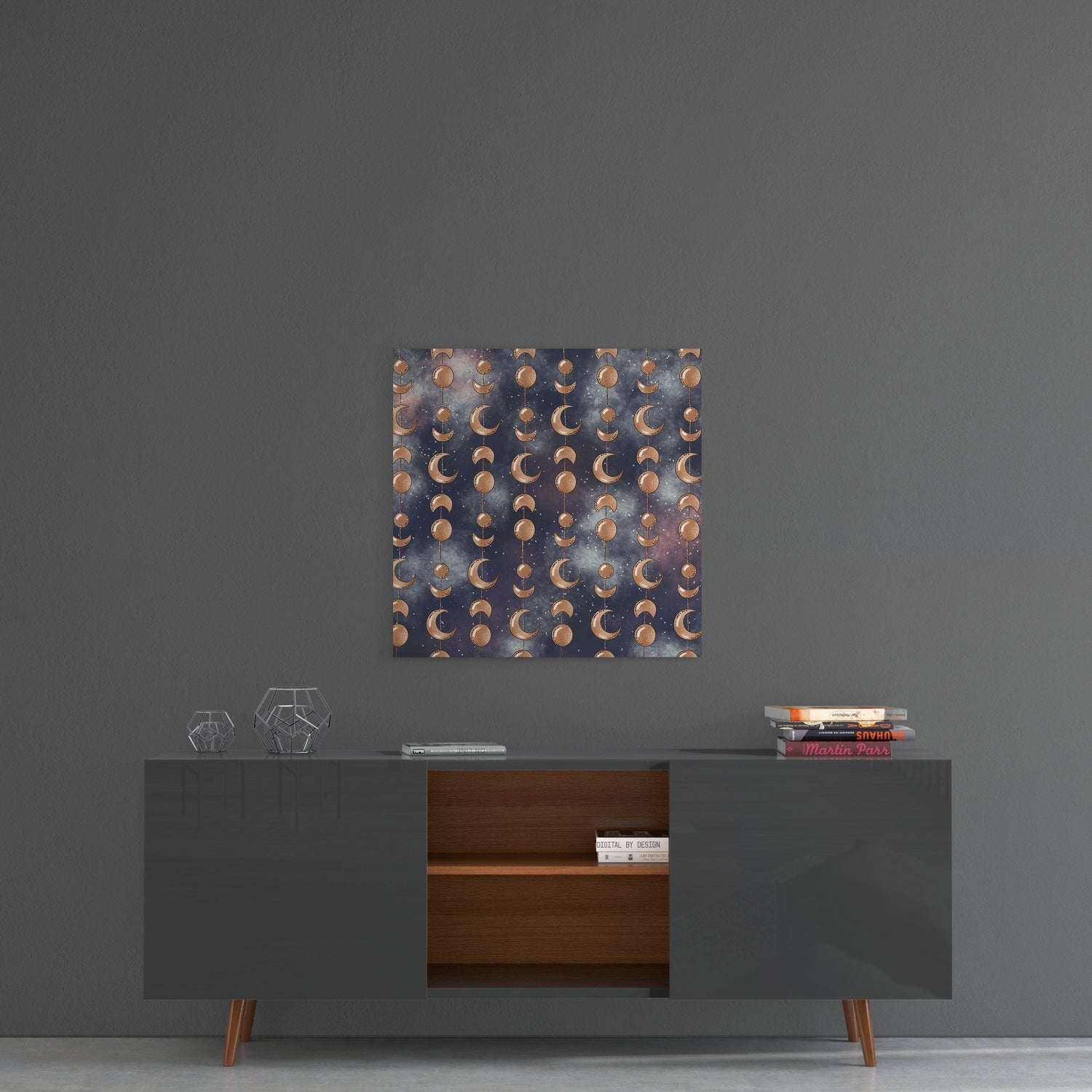 Moon Phrases Glass Wall Art