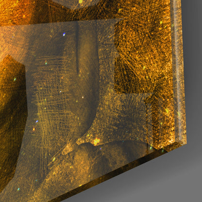 Golden Textured Buddha Face Glass Wall Art