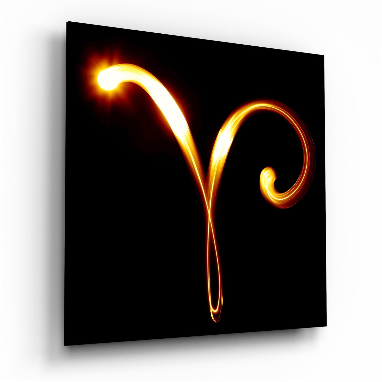 Fiery Light Curve Aries Symbol Glass Wall Art