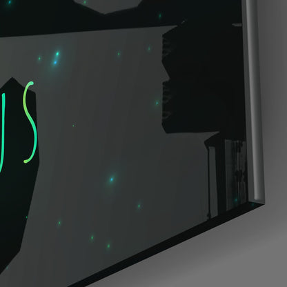 Emerald Brushstroke Starry Aquarius Glass Wall Art