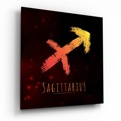 Red And Yellow Arrow Sagittarius Glass Wall Art