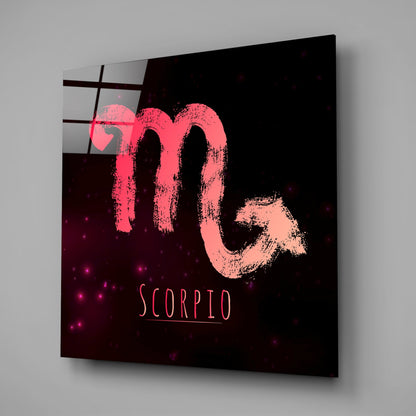 Coral Brushstroke Crimson Sky Scorpio Glass Wall Art