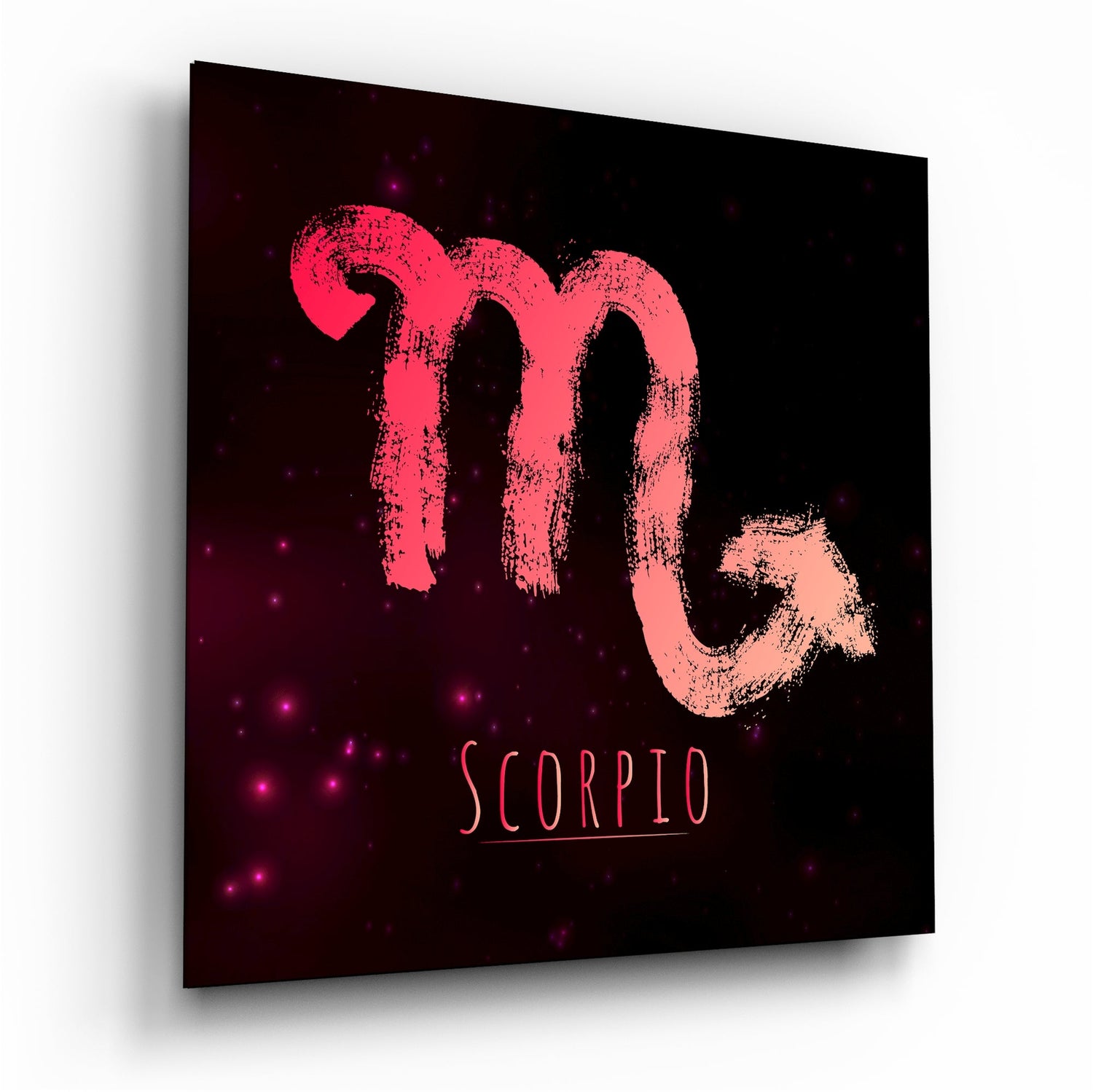 Coral Brushstroke Crimson Sky Scorpio Glass Wall Art
