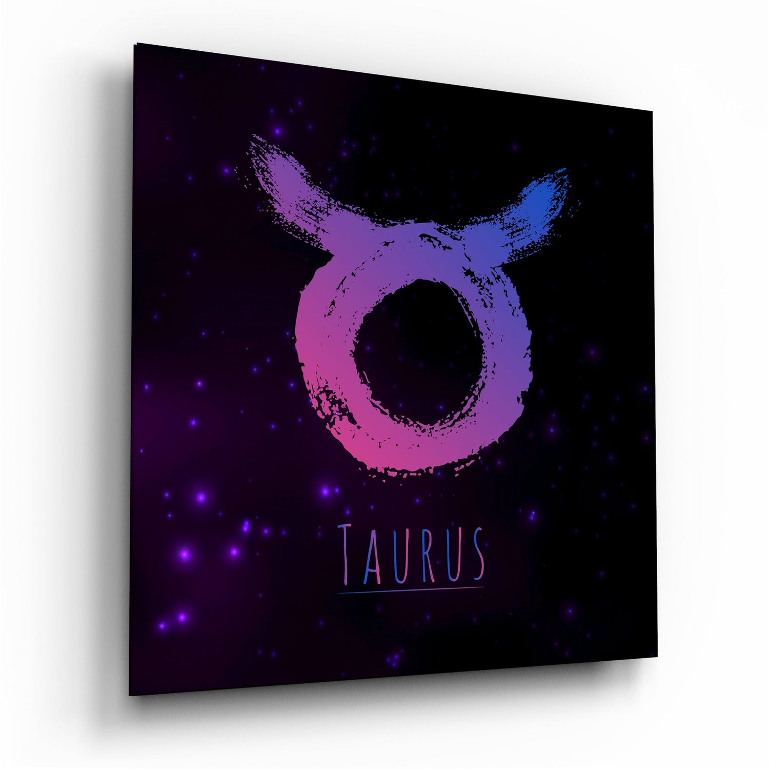 Pink Blue Brushstroke Starry Taurus Glass Wall Art