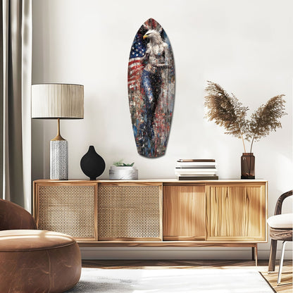 American Eagle Surfboard Glass Wall Art