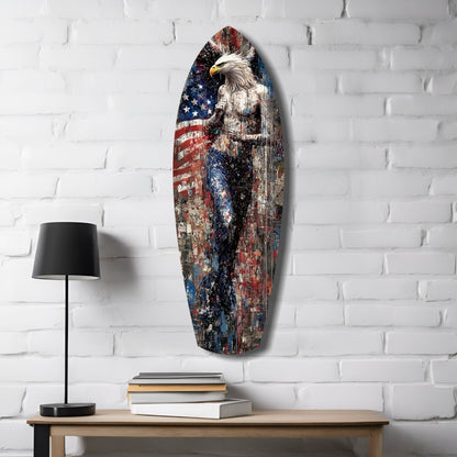 American Eagle Surfboard Glass Wall Art