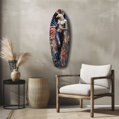 American Eagle Surfboard Glass Wall Art