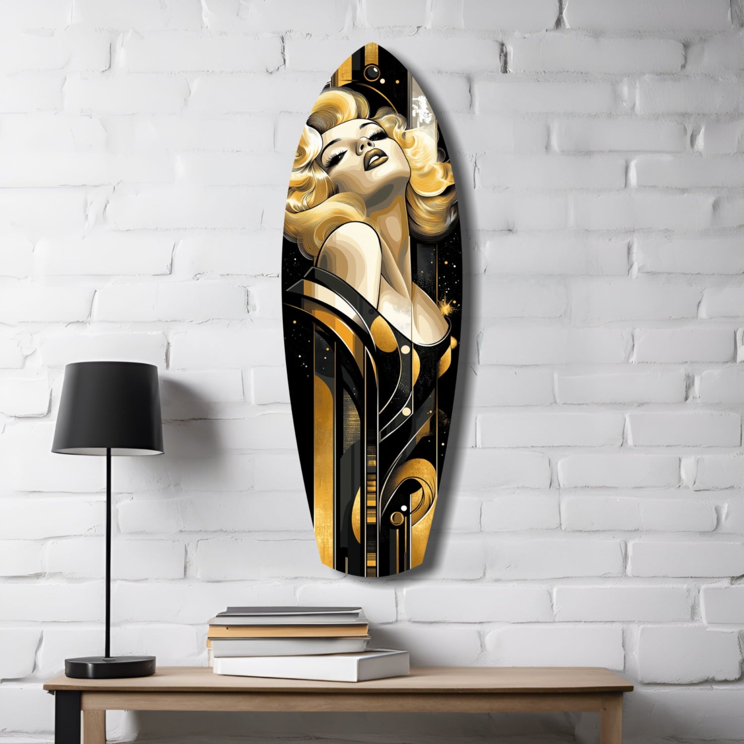 Golden Blonde Bombshell Glass Wall Art