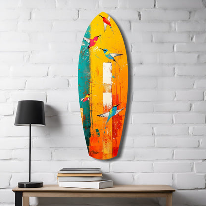Birds in Colors Glass Wall Art
