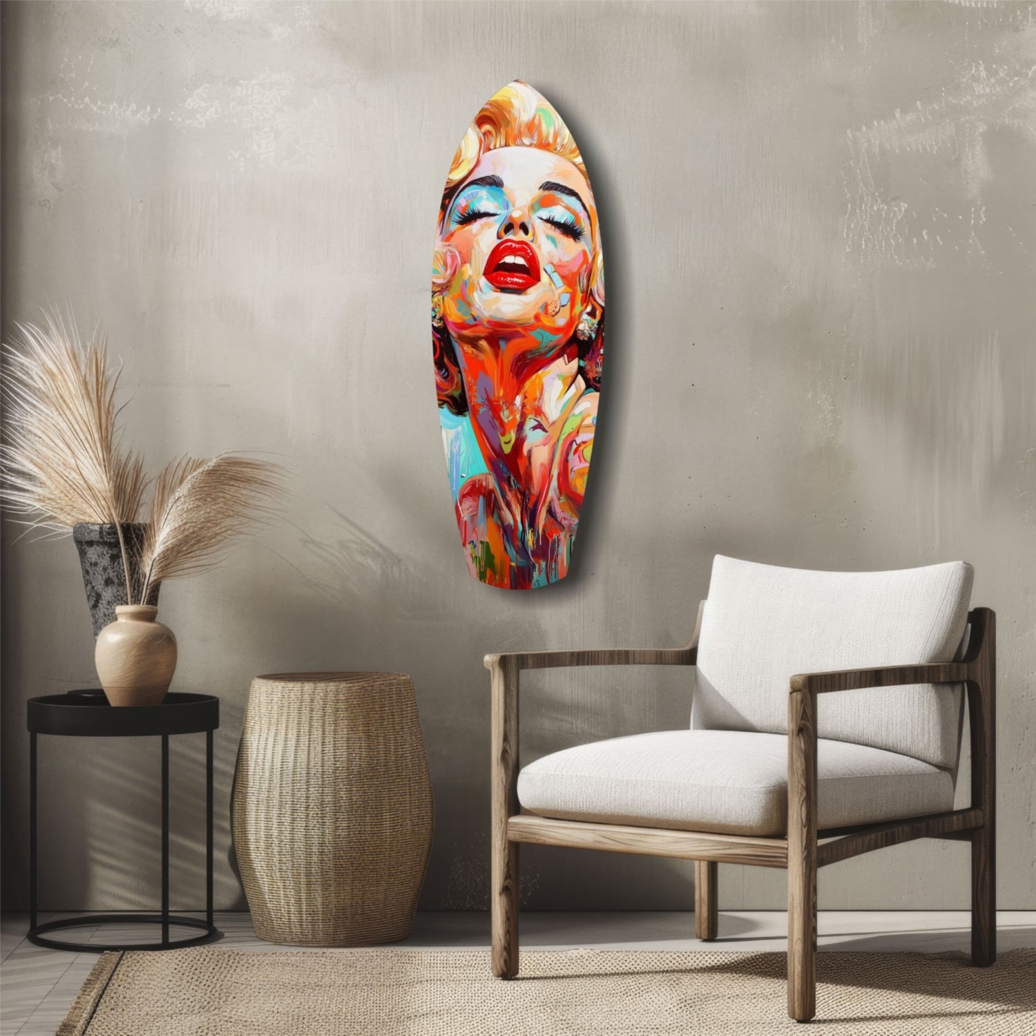 Palette Knife Blonde Diva Portrait Glass Wall Art