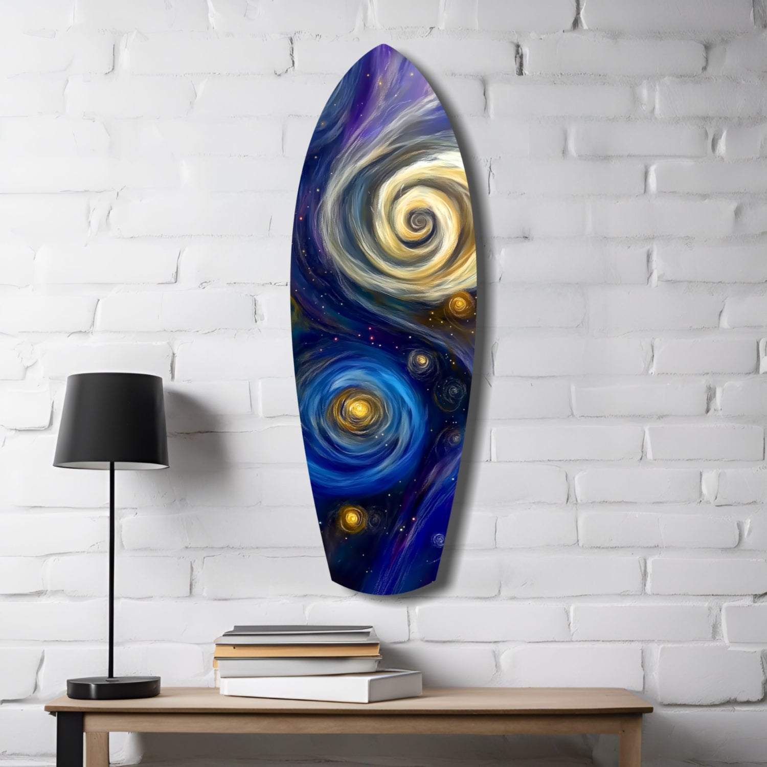 Swirling Spiral Galaxies Night Surfboard Glass Wall Art