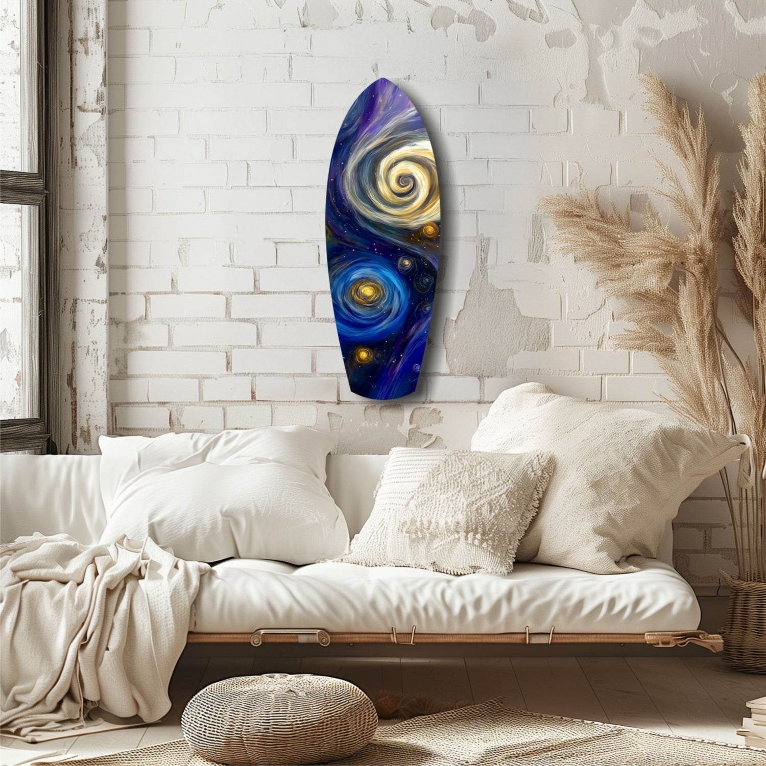 Swirling Spiral Galaxies Night Surfboard Glass Wall Art