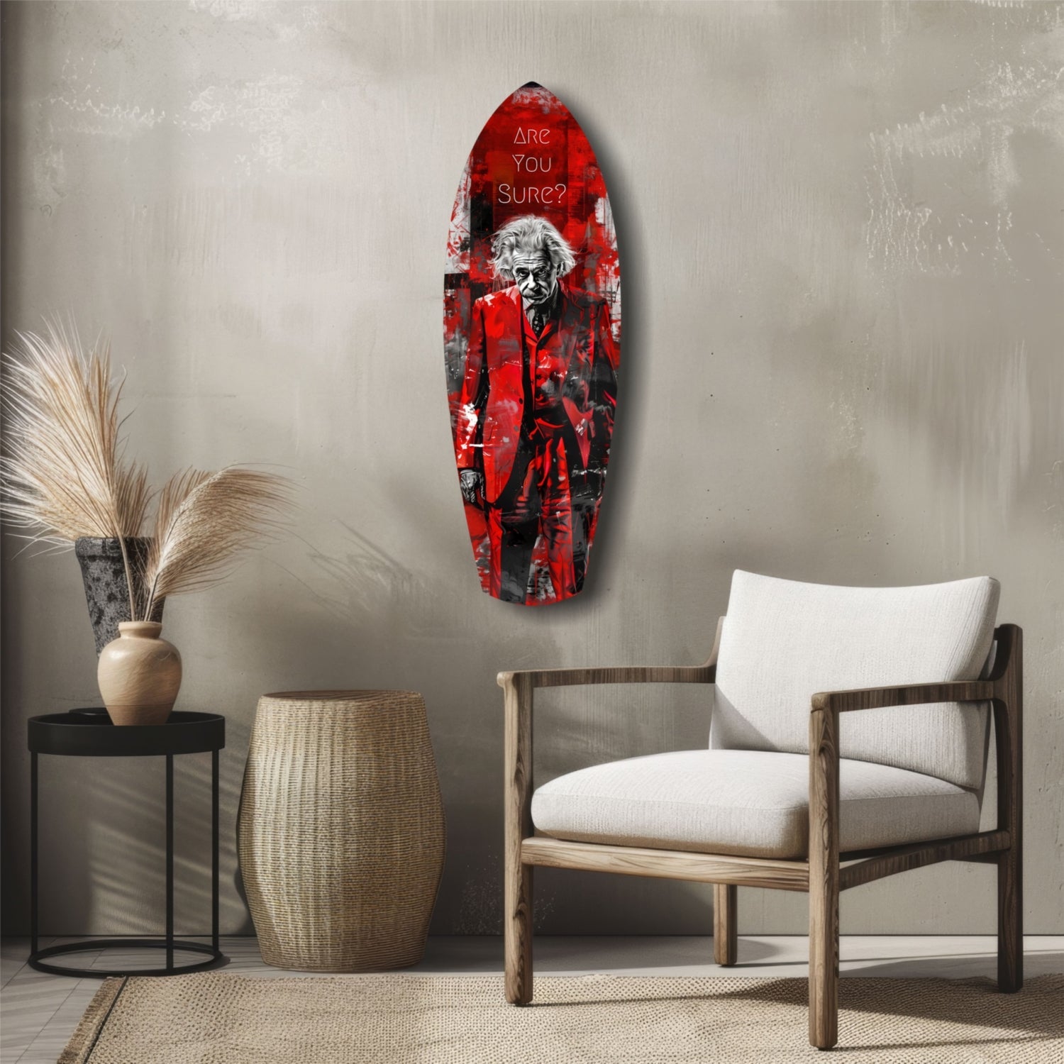 Crimson Collage Are You Sure Surfboard Glass Wall Art