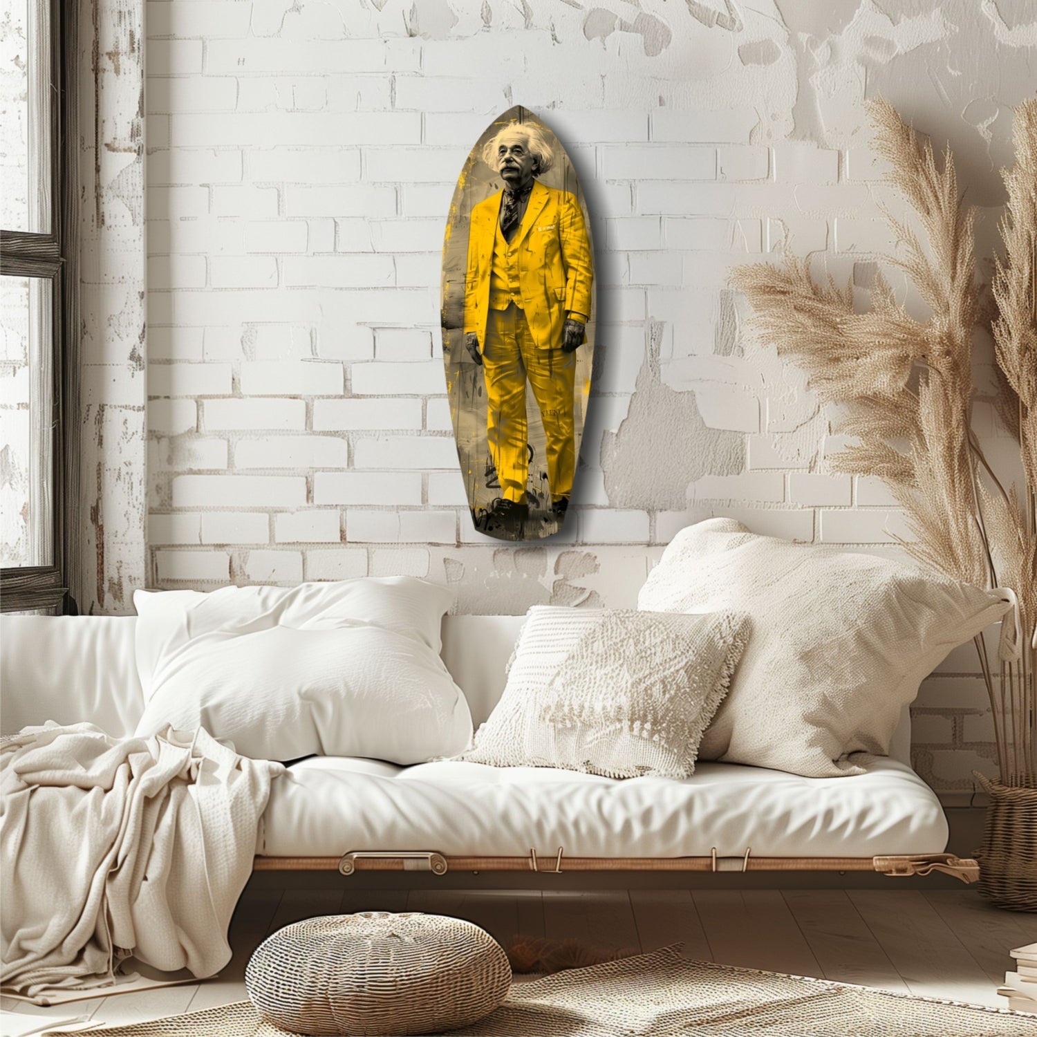 Standing Scientist Portrait Glass Wall Art