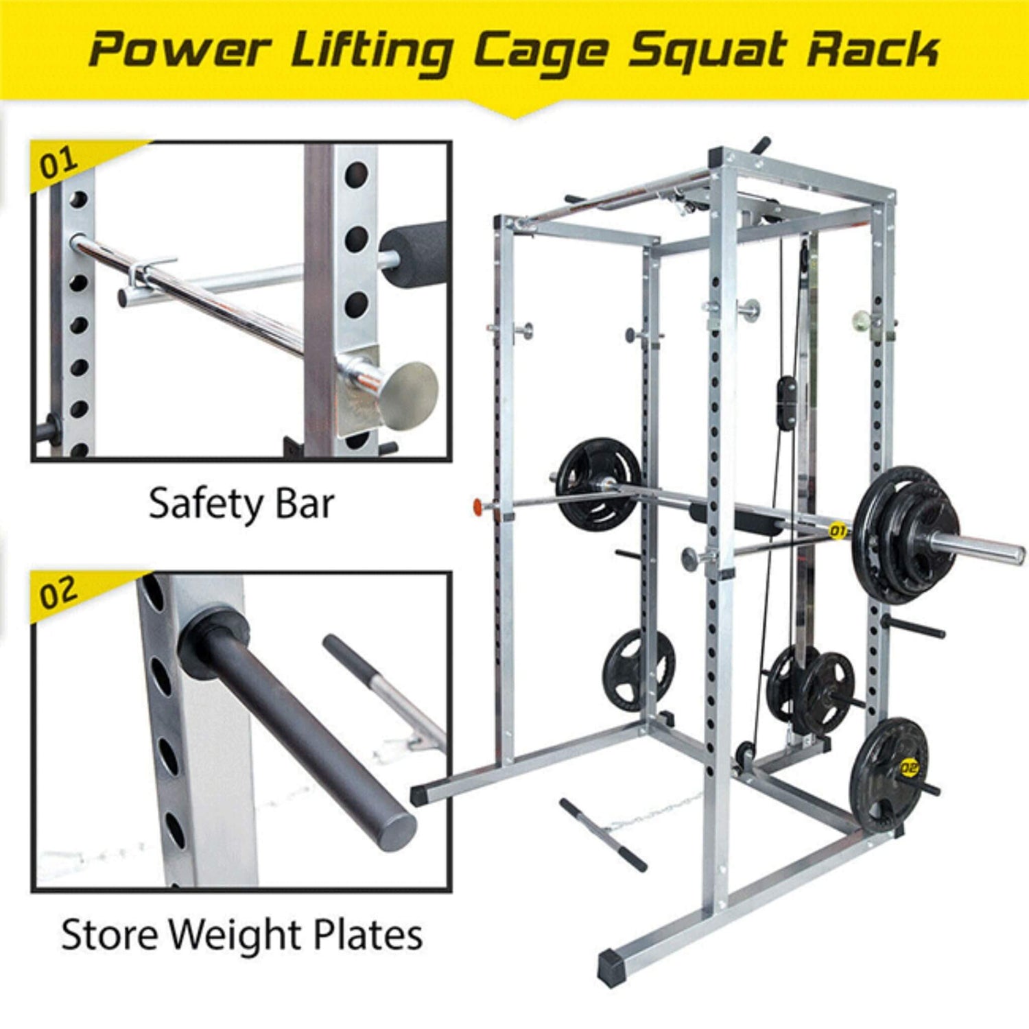 Merax Multi-Functional Olympic Power Squat Rack Cage For Home &amp; Gym (SAK98719)