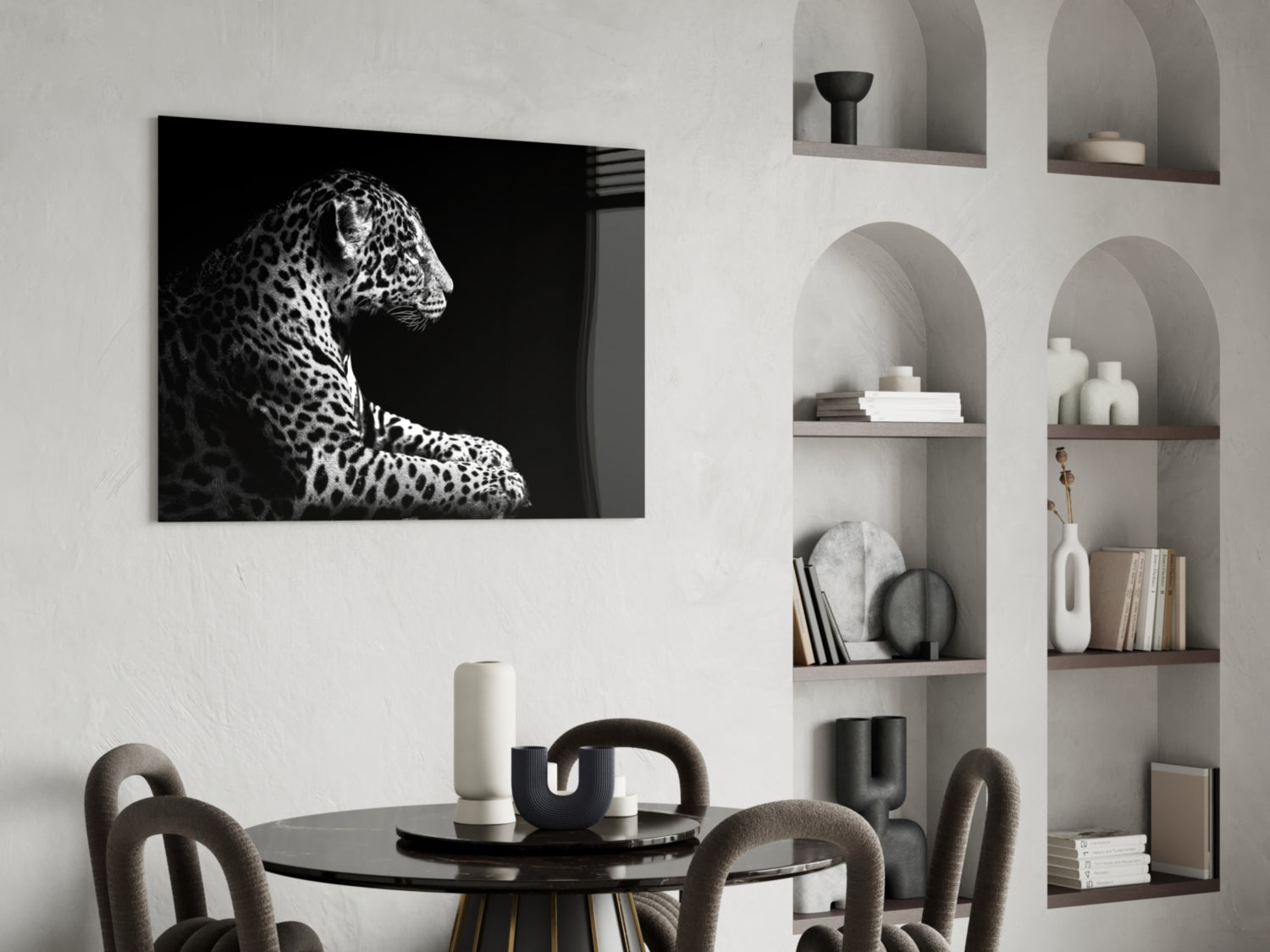 Resting Leopard Side Profile Glass Wall Art