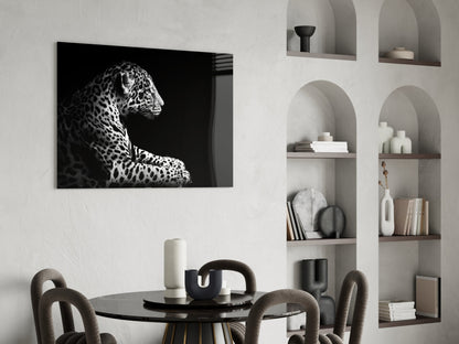 Resting Leopard Side Profile Glass Wall Art
