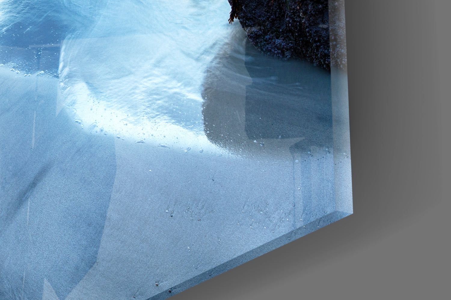 Cool Blue Dusk Beach Sea Landscape Glass Wall Art