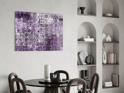 Purple Grunge Crosshatch Glass Wall Art