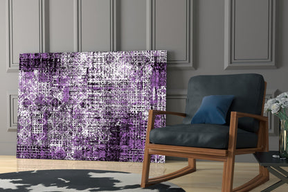 Purple Grunge Crosshatch Glass Wall Art