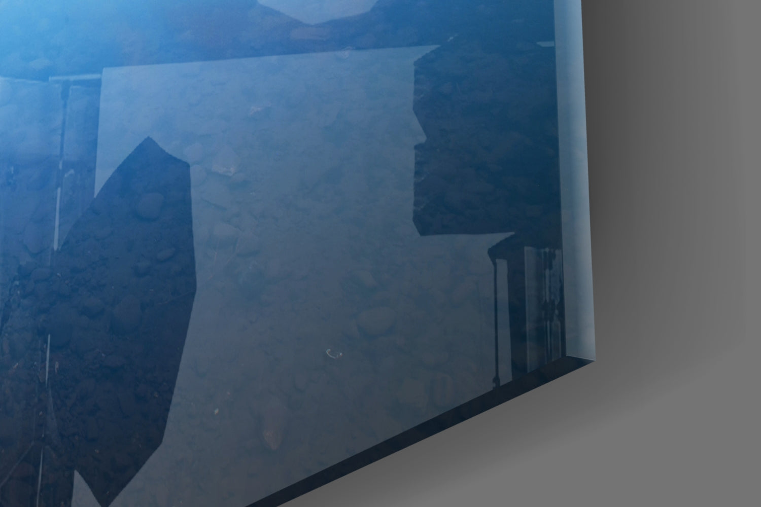 Wooden Jetty Into Still Lake Glass Wall Art