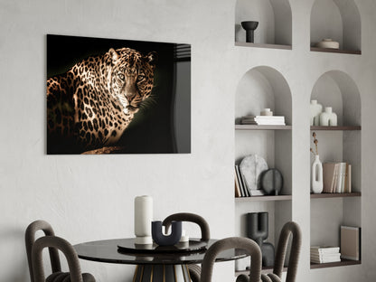 Warm Sepia Leopard Glass Wall Art