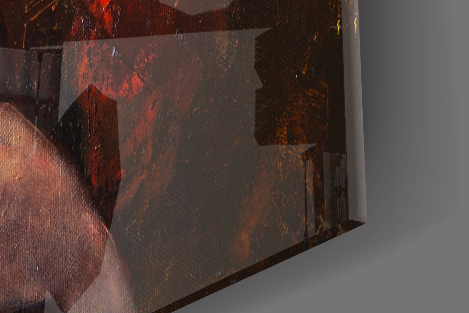 Blue Half Face Amber Painting Glass Wall Art