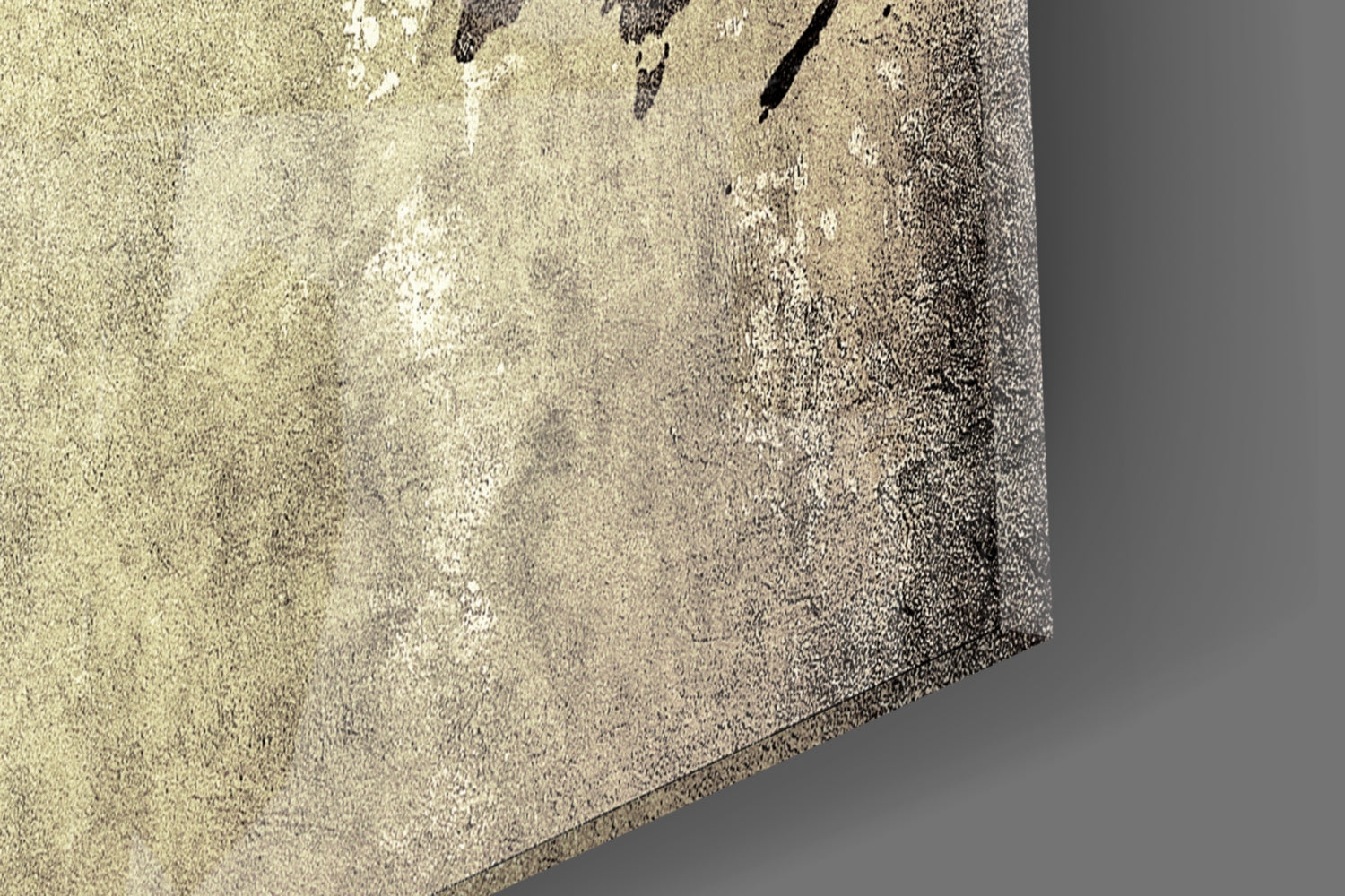 Vintage Distressed Beige World Map Glass Wall Art