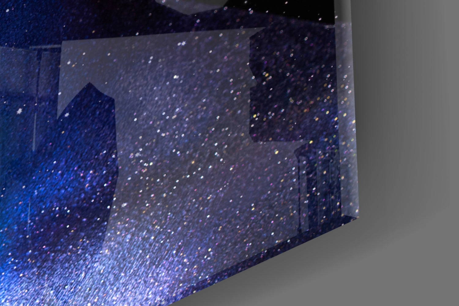 Cosmic Blue Glitter Face Glass Wall Art