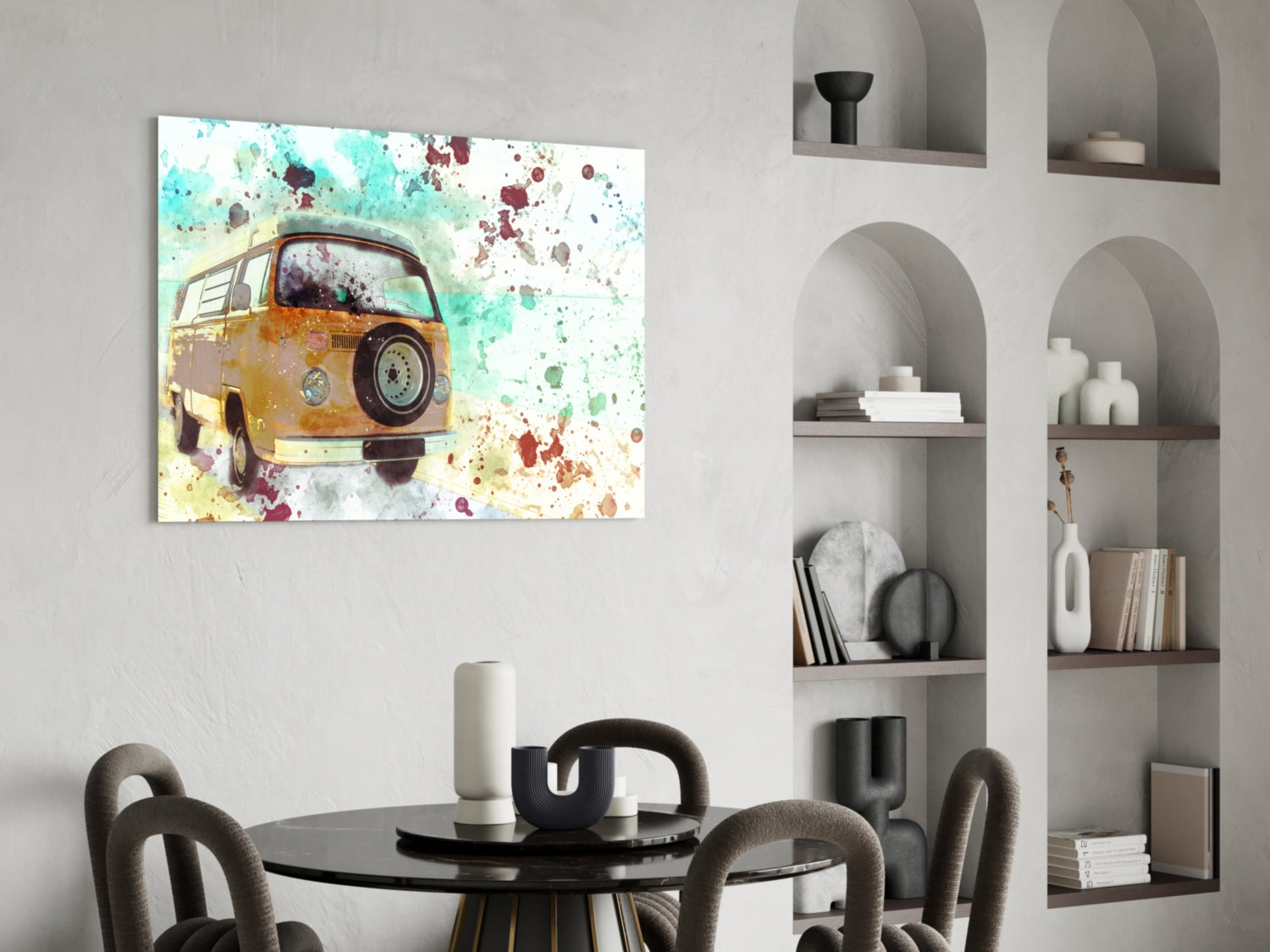 Illustration Vintage Rounded Car Glass Wall Art
