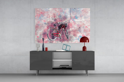 Illustration Bicycle Glass Wall Art