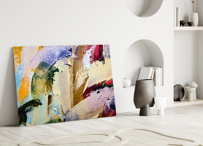 Impasto Palette Knife Strokes Abstract Glass Wall Art