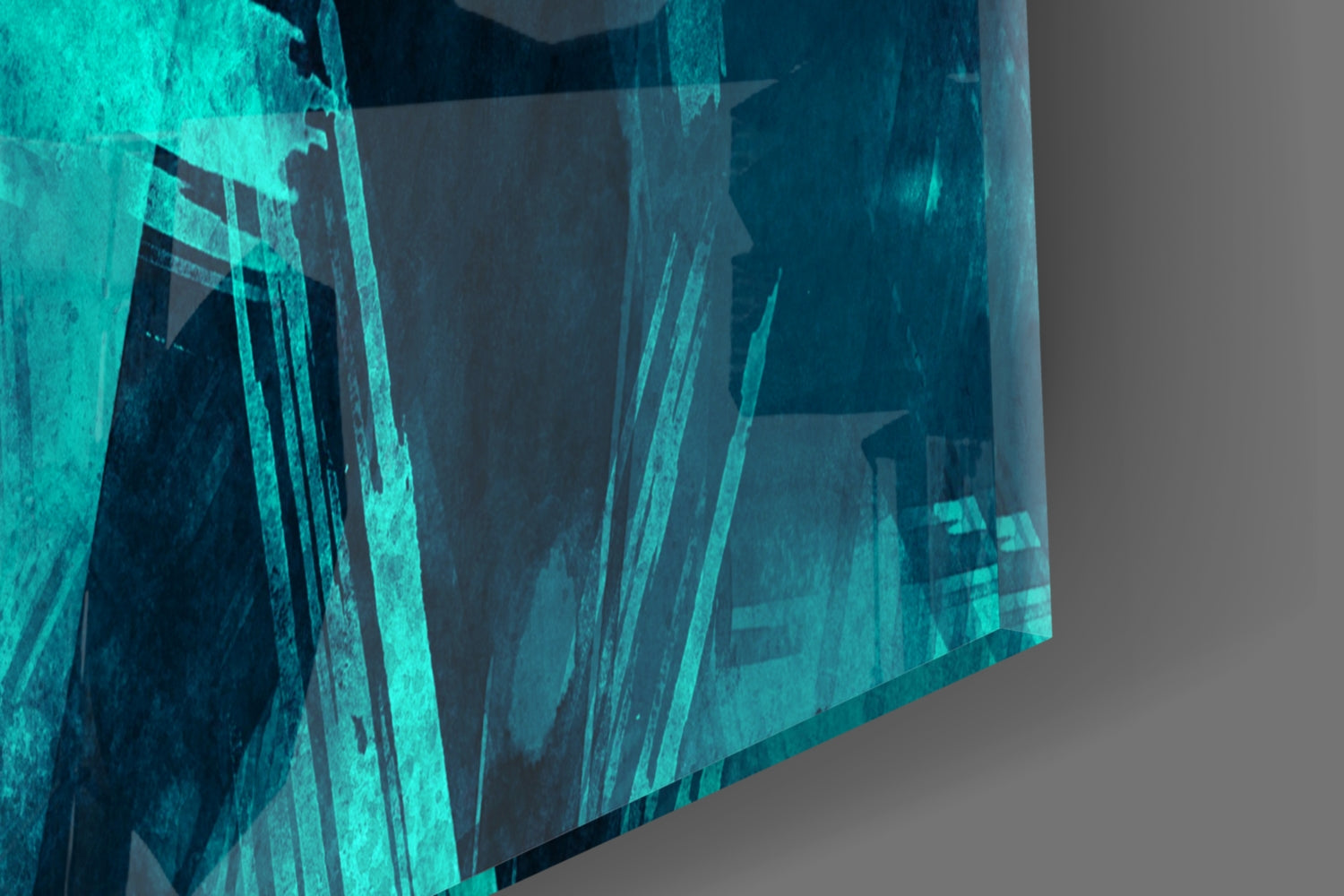 Turquoise Ice Brushstrokes Glass Wall Art