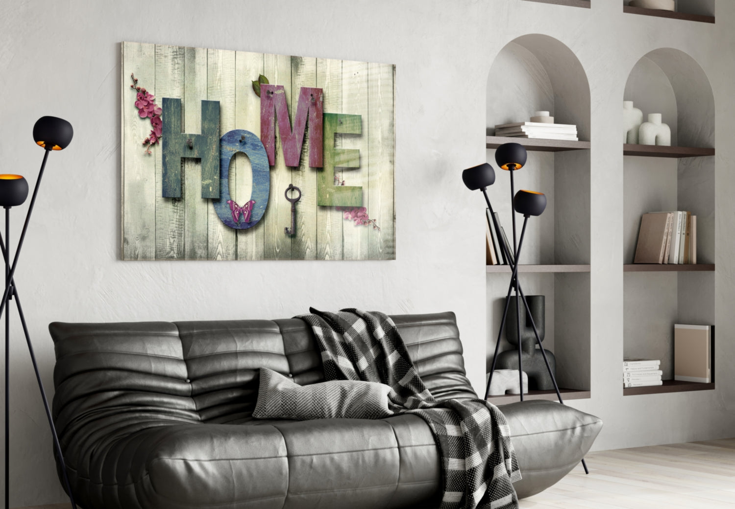 Rustic Home Letters Wood Panel Glass Wall Art