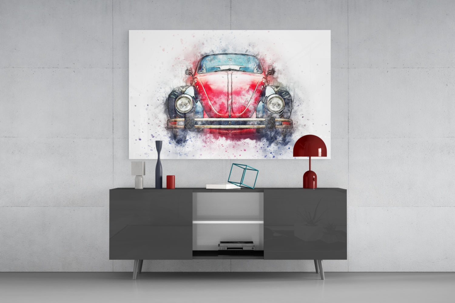 Retro Bubble Car Glass Wall Art