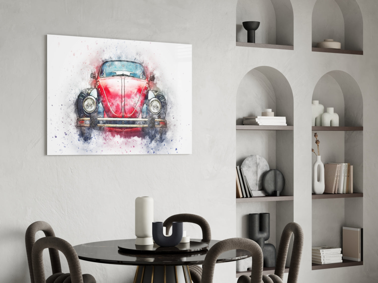 Retro Bubble Car Glass Wall Art