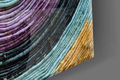 Purple Teal Coiled Rope Spiral Glass Wall Art